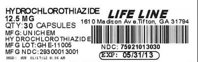 hctz label.jpg Hydrochlorothiazide 12.5mg #30 Label - hctz label